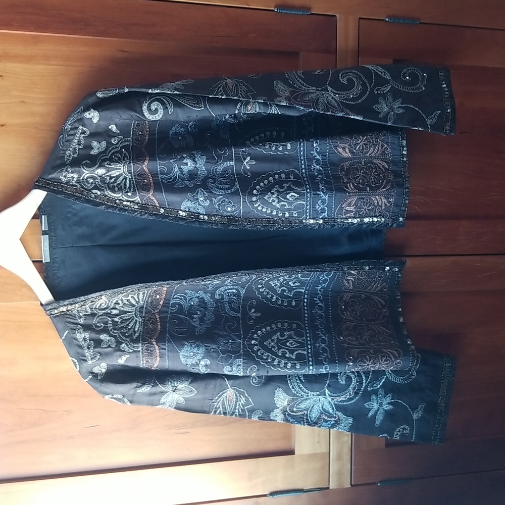 Chico's, silk embellished jacket in Size 1